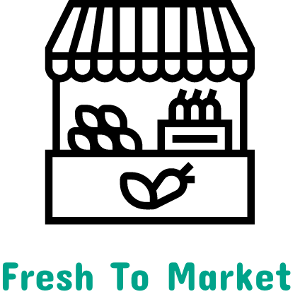 Site logo of a fruit stand with Fresh to market in text below it